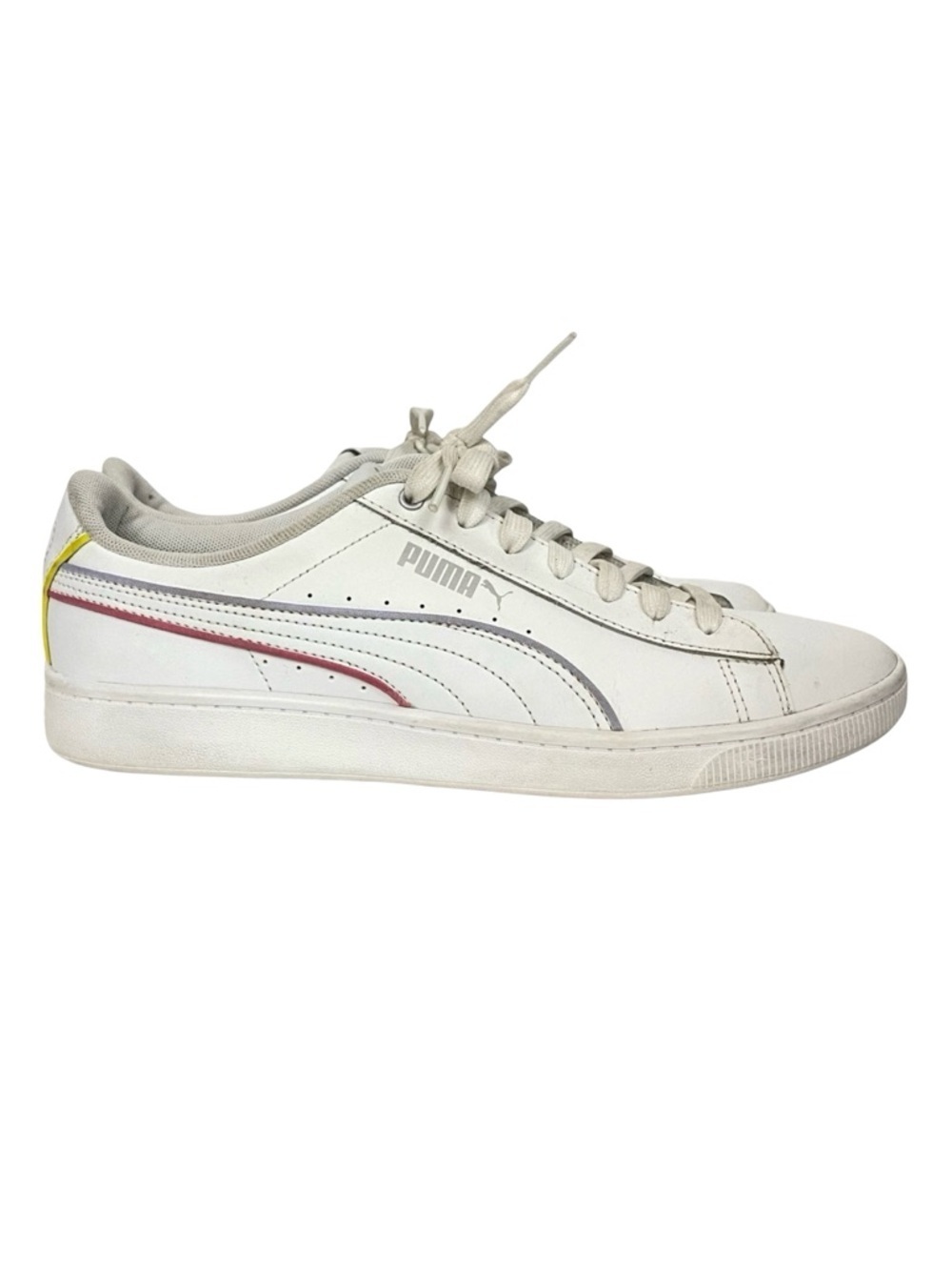Puma Sneakers Womens 10 White Smash Sneakers Classic Leather Shoes Color Trim